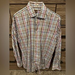 Peter Millar Blue and Red Plaid Button Down Shirt